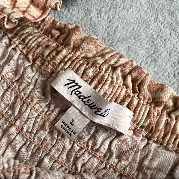 Madewell Linen-Blend Lucie Smocked Tank Mini Dress Painted Seashells Tawny Sand - Picture 2 of 12